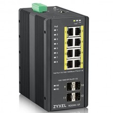 Zyxel Switch Industrial L2, gestionable, 8 x 10/100/1000 POE + 4 SFP, 240 W